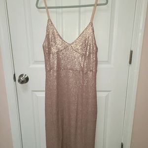 NWT  Rose Gold Sequin Midi Length Dress